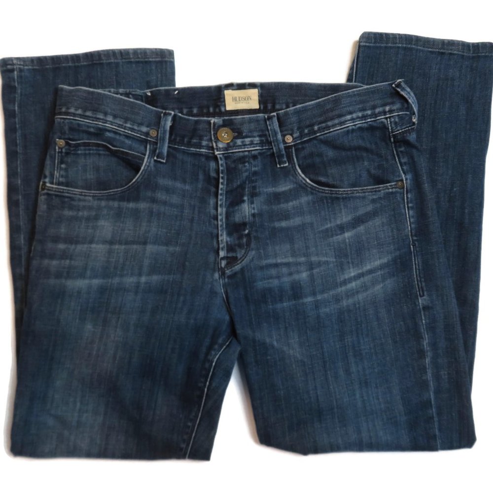 Hudson Men Clifton 5 Pocket Bootcut Cotton Denim Jean 33 x 27 Dark Blue